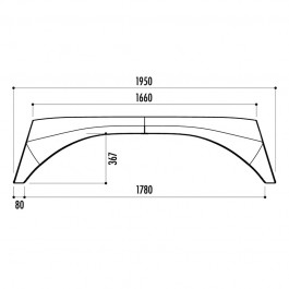 Dimensions de la banquette publique en plastique vue de face