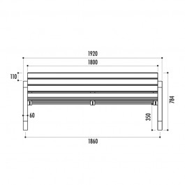 dimensions du banc bois exotique 1,8  mètres