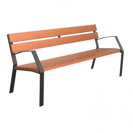Banc bois exotique et acier 6 lames 1,8 mètres