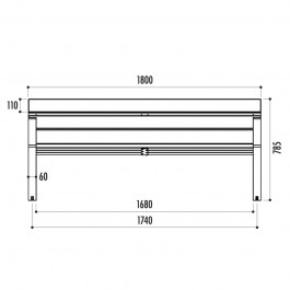 Dimensions du banc bois exotique 1,8 mètres de face