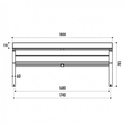 Banc bois exotique et acier 6 lames 1,8 mètres
