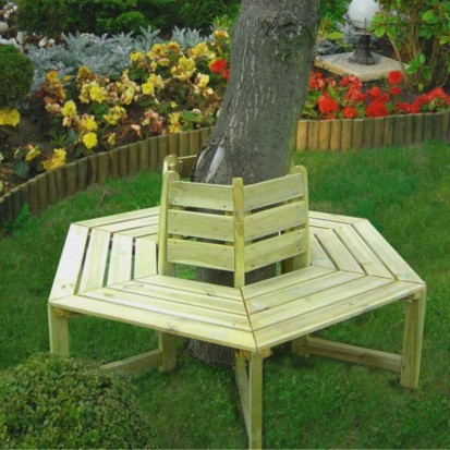 banc d'arbre hexagonal en bois
