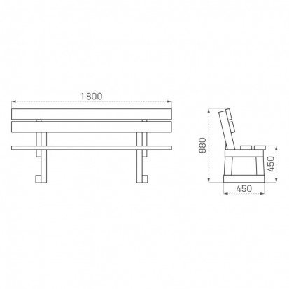 Banc espace public Porto PROCITY en bois
