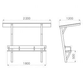 Dimensions du banc jardin public Sénior ROCITY