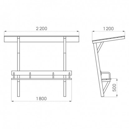 Banc jardin public Sénior en bois avec toit