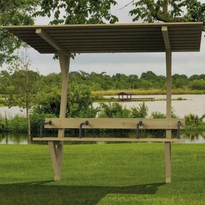 Banc jardin public Sénior en bois avec toit