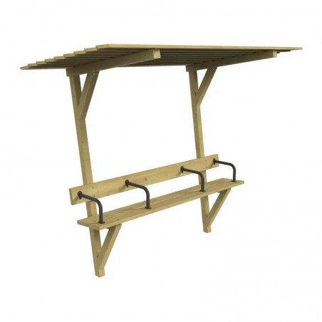 Banc jardin public Sénior en bois avec toit