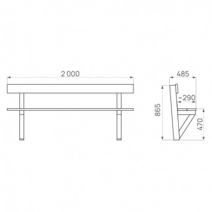 Banc en bois avec dossier Turin