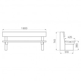 Dimensions du banc bois avec dossier Lille
