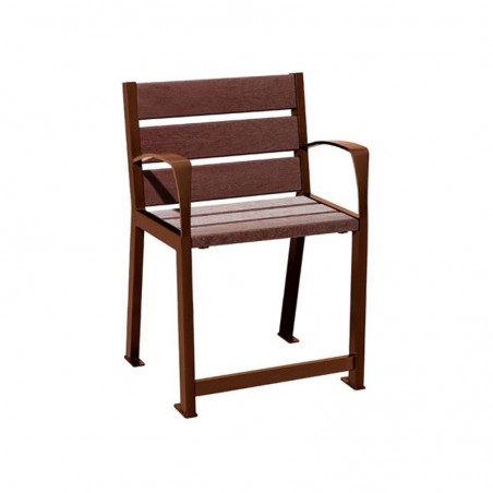 Fauteuil extérieur sénior en plastique recyclé et acier corten