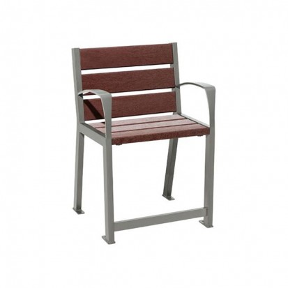 Fauteuil extérieur sénior en plastique recyclé et acier corten