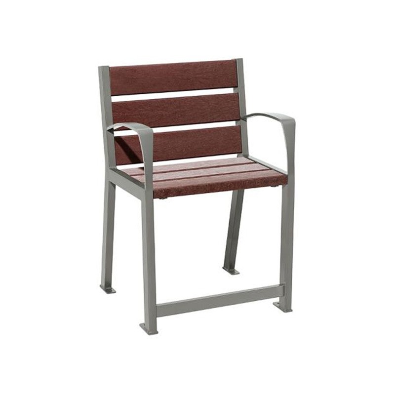 Fauteuil extérieur sénior en plastique recyclé et acier gris procity