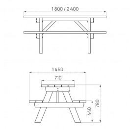 dimensions de la table bois avec banc exterieur