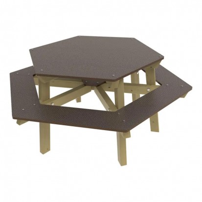 table pique nique bois enfant hexagonale