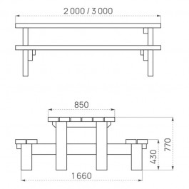 dimensions de la Table pique nique en bois Lille PROCITY