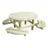 banc et table de jardin en bois ronde