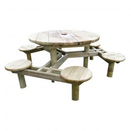 table pique nique robuste ronde 6 personnes