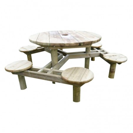 table pique nique robuste ronde 6 personnes