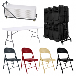 20 tables polypro + 120 chaises métallique + 3 chariots