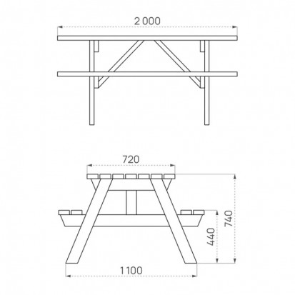 table pique nique collectivité 6 places en bois