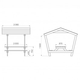 dimensions de la table pique-nique avec toit en bois Turin