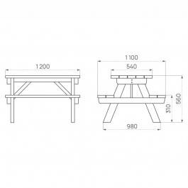 dimensions de la table de pique-nique enfant Turin Éco Junior