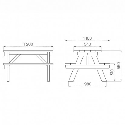table pique nique bois enfant