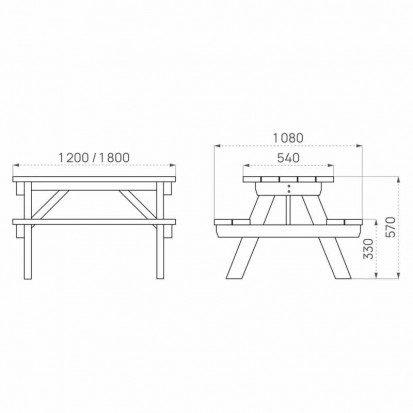 Table de pique-nique enfant Turin Junior en bois