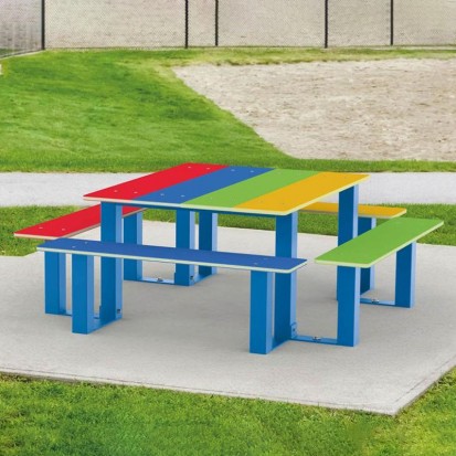 table pique nique enfant carrée multicolore
