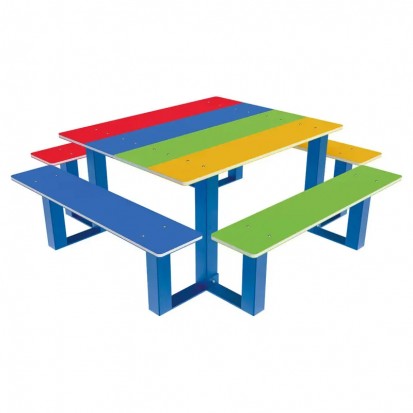 table pique nique enfant carrée multicolore