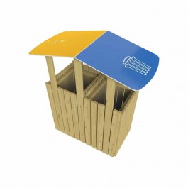 Poubelle tri sélectif 2 x 100l avec toit Turin