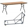 Lot de 10 tables pliantes en bois et chariot pour transporter les tables