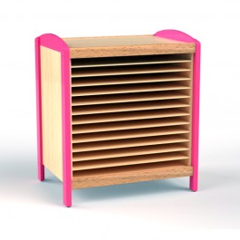 Meuble de rangement papier à dessin maternelle