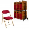 Lot de 60 chaises en velours rouge pliantes et chariot de transport