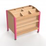 Desserte de rangement pour matériel créatif en école maternelle