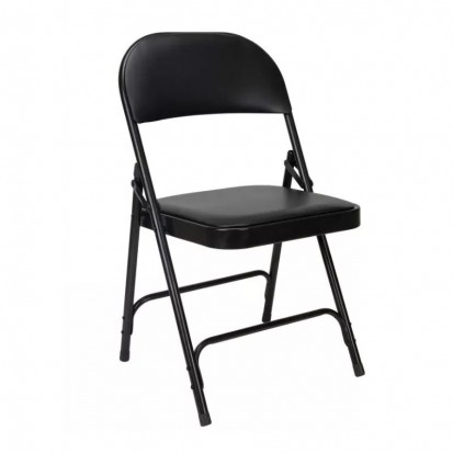 lot de chaises pliantes en vinyle et chariot de transport