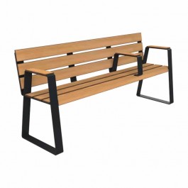 Banc espace public senior lames HPL effet Teck