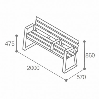 Banc espace public senior HPL ajouré aspect chêne clair