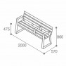 Banc espace public senior HPL ajouré aspect chêne clair