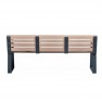 Banc espace public senior HPL ajouré aspect chêne clair