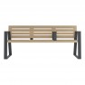Banc espace public senior HPL ajouré aspect chêne clair