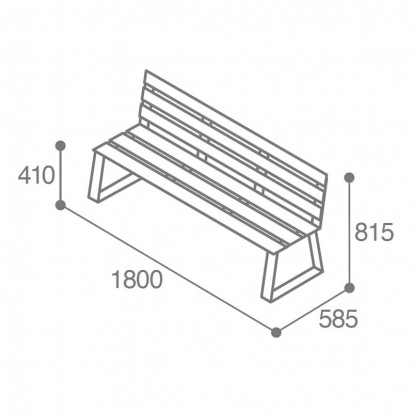 Banc public HPL aspect bois chêne clair et piètement acier