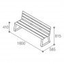 Banc public HPL aspect bois chêne clair et piètement acier