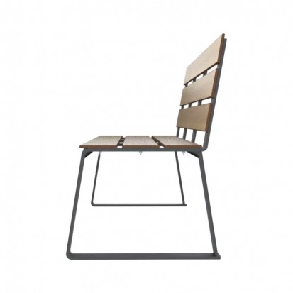 Banc public HPL aspect bois chêne clair et piètement acier