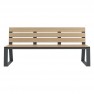 Banc public HPL aspect bois chêne clair et piètement acier