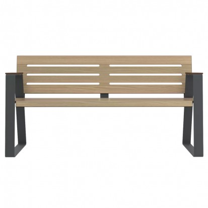 Banc jardin public senior HPL coloris chêne clair et acier