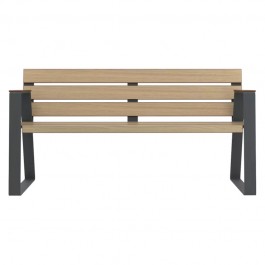 Banc jardin public senior HPL lames aspect chêne clair vue de face