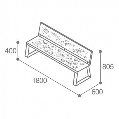 Banc extérieur acier décor découpé laser gris alu
