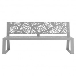 Banc extérieur acier gris alu décor découpé au laser vue de face
