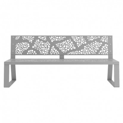 Banc extérieur acier décor découpé laser gris alu